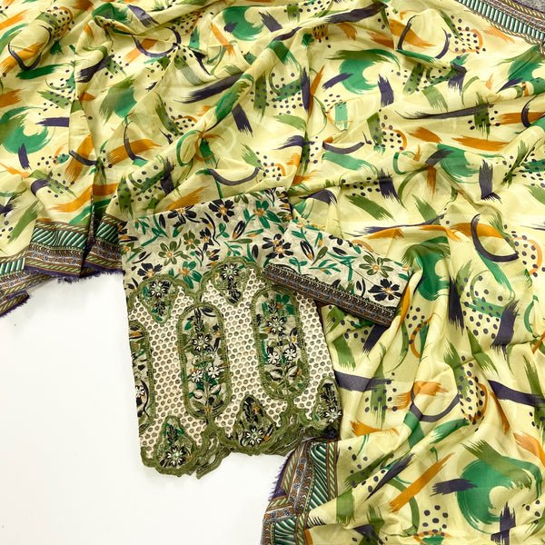 Rameen By Anaya Noor Printed & Laser Cutwork Emb Lawn 3PC