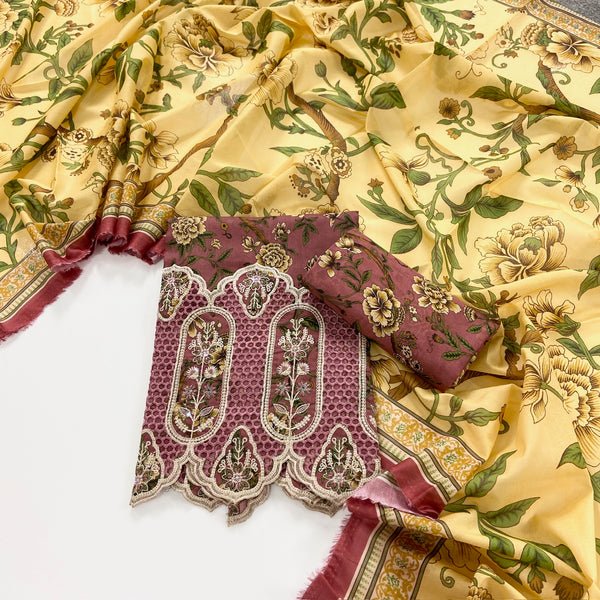 Rameen By Anaya Noor Printed & Laser Cutwork Emb Lawn 3PC
